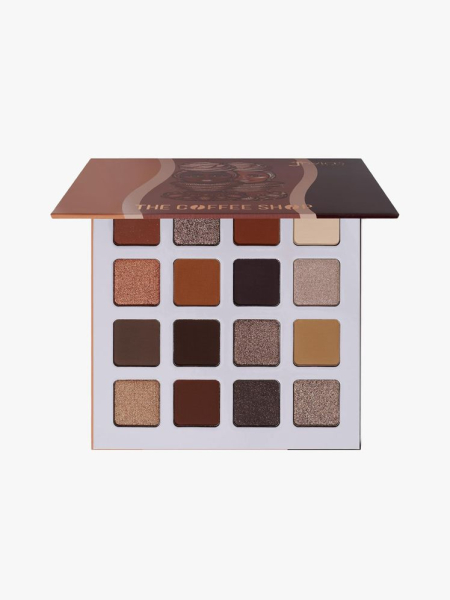 Juvia’s Place The Coffee Shop Palette in branded component on a light gray background